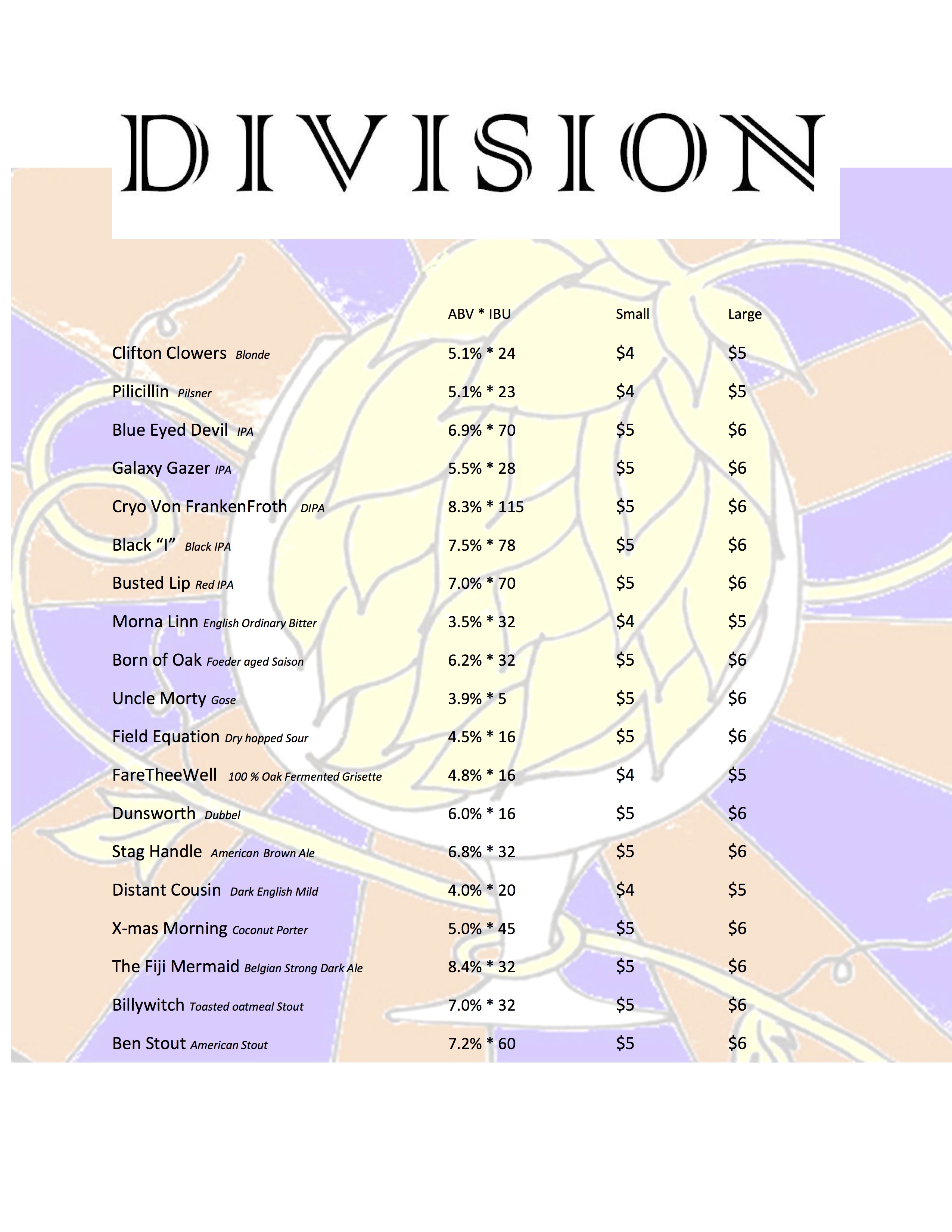 Division Beer Pricing