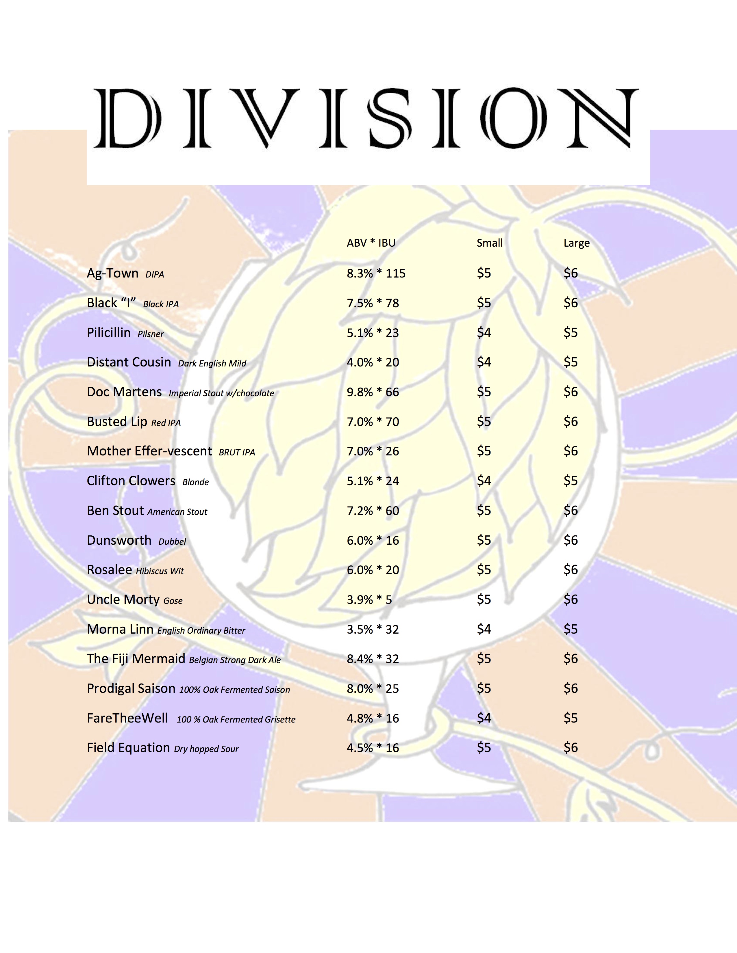 Division Beer Pricing
