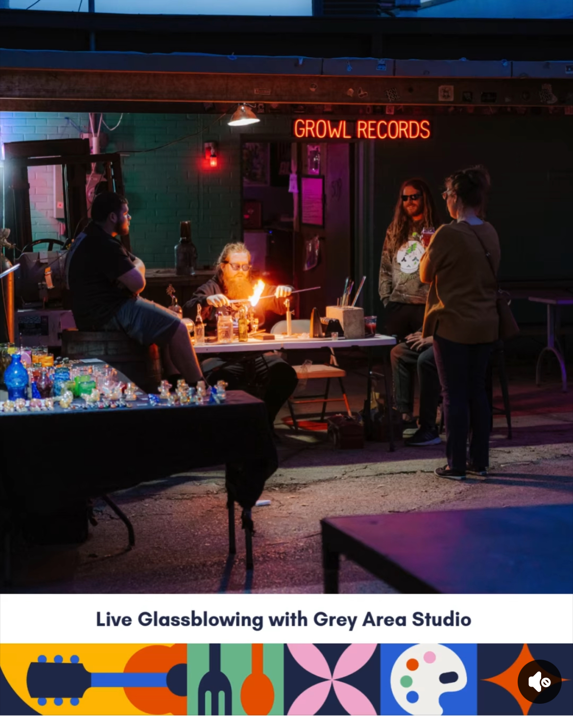 Glass blowing demo this Thursday (10/2) evening with Grey Area Studio.